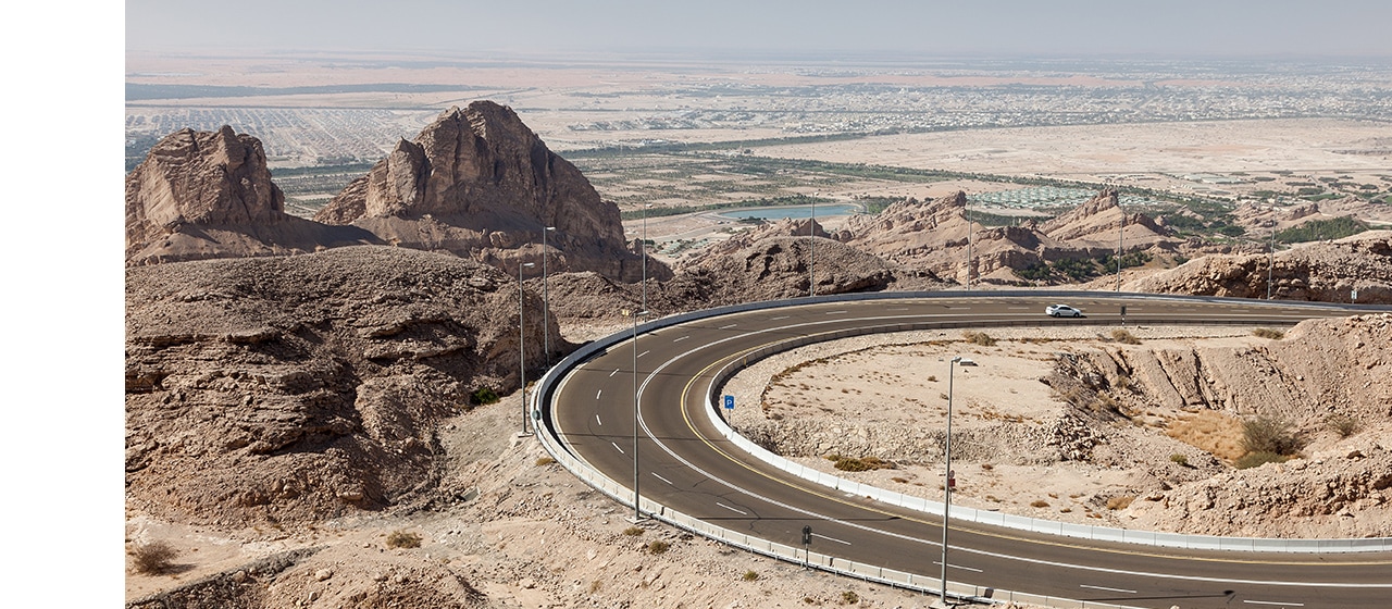 A Convertible Car Road Trip up Jebel Hafeet, United Arab Emirates