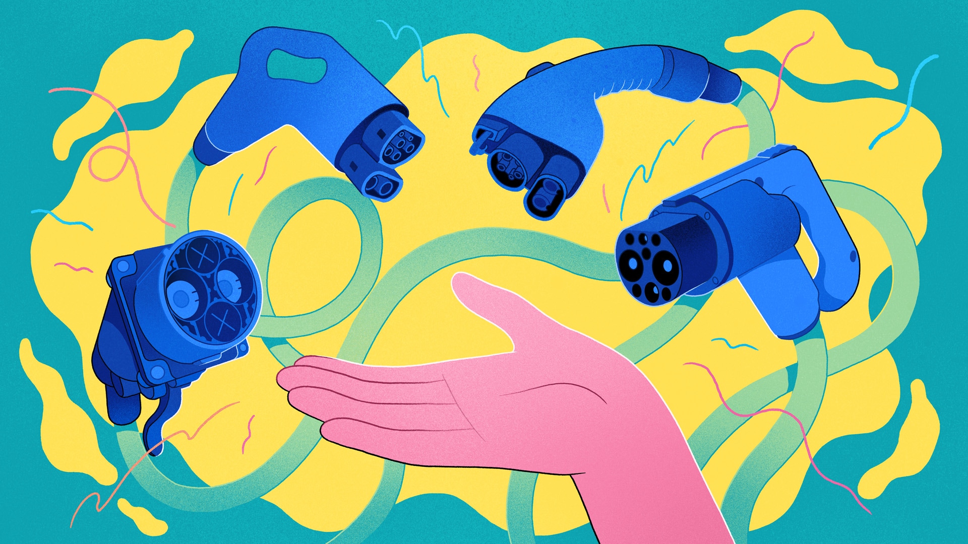 Illustration Electric car charge Charging station Ev fast charger Where to charge electric car