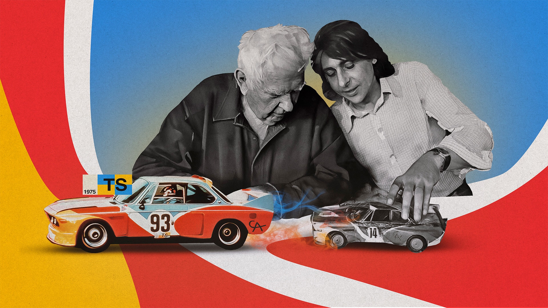 An illustration of how Hervé Poulain and Alexander Calder brought the first BMW Art Car – the 1975 BMW 3.0 CSL – to life. 