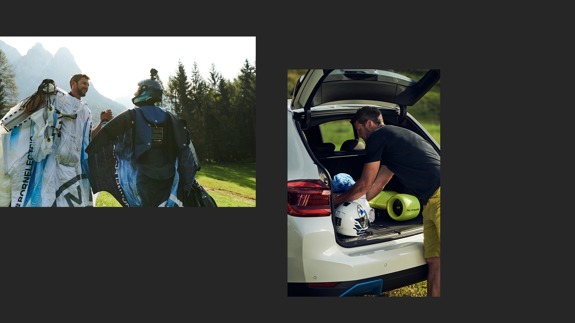 Electrified Wingsuit Wingsuit Peter Salzmann Wingsuit Pilot fly suit Wingsuit flying Electric Wingsuit Drei Brüder the Alps BMW iX3